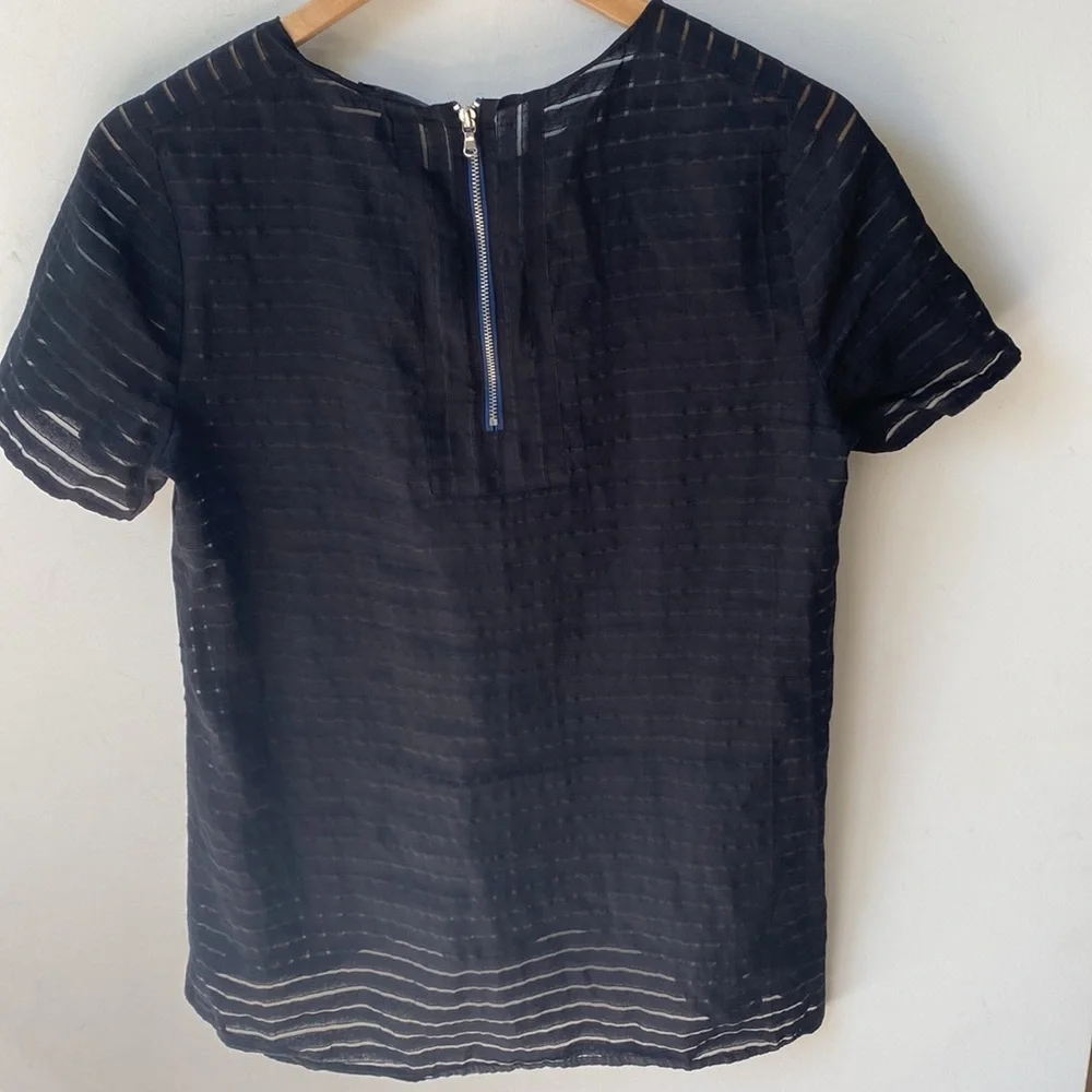 J. Crew‎ Black sheer short sleeve Top